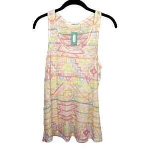 MAURICE'S / yellow pink geometric knit printed tank top / 2X